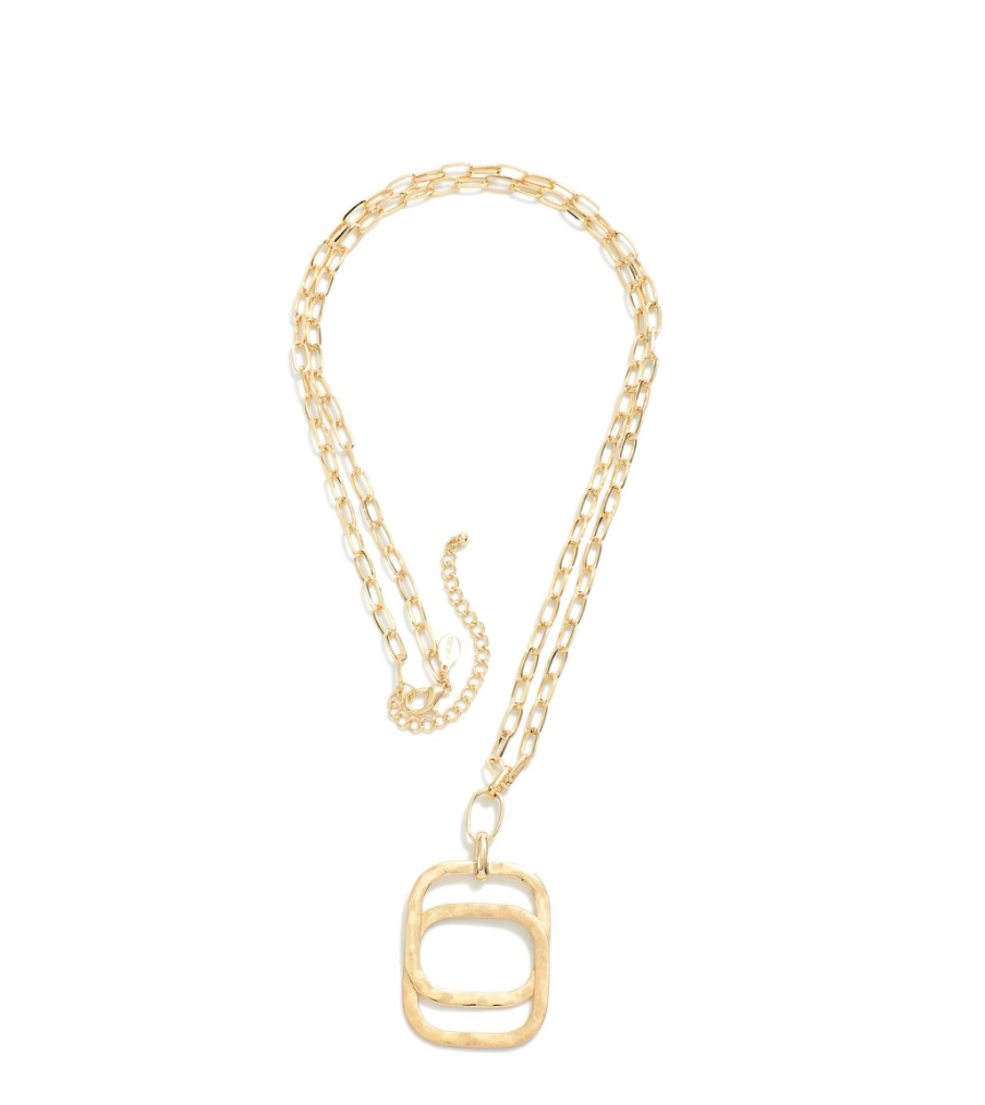 Chain Link Nesting Square Pendant Necklace