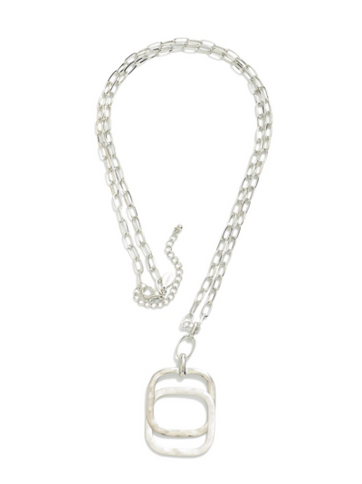 Chain Link Nesting Square Pendant Necklace