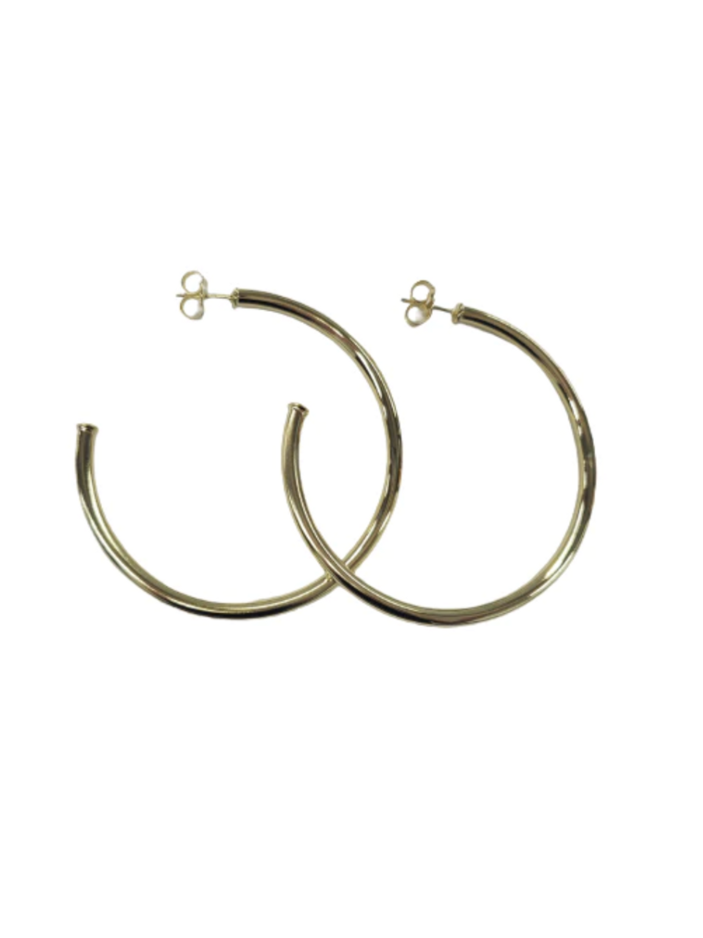 Shelia Fajl Shiny Everybody's Favorite Hoops in shiny Gold on white background.