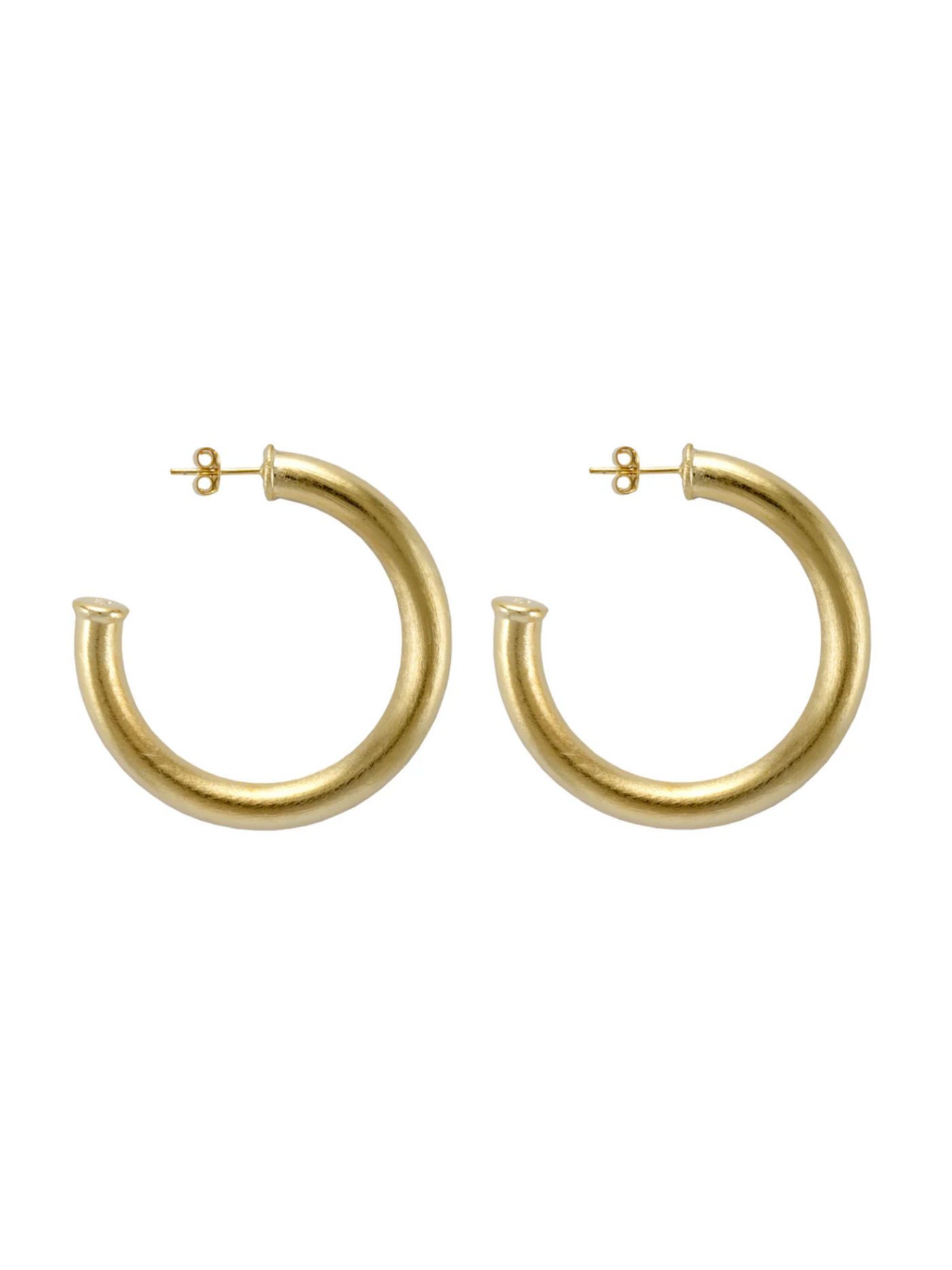 Shelia Fajl Chantal Hoops in brushed Gold on white background.