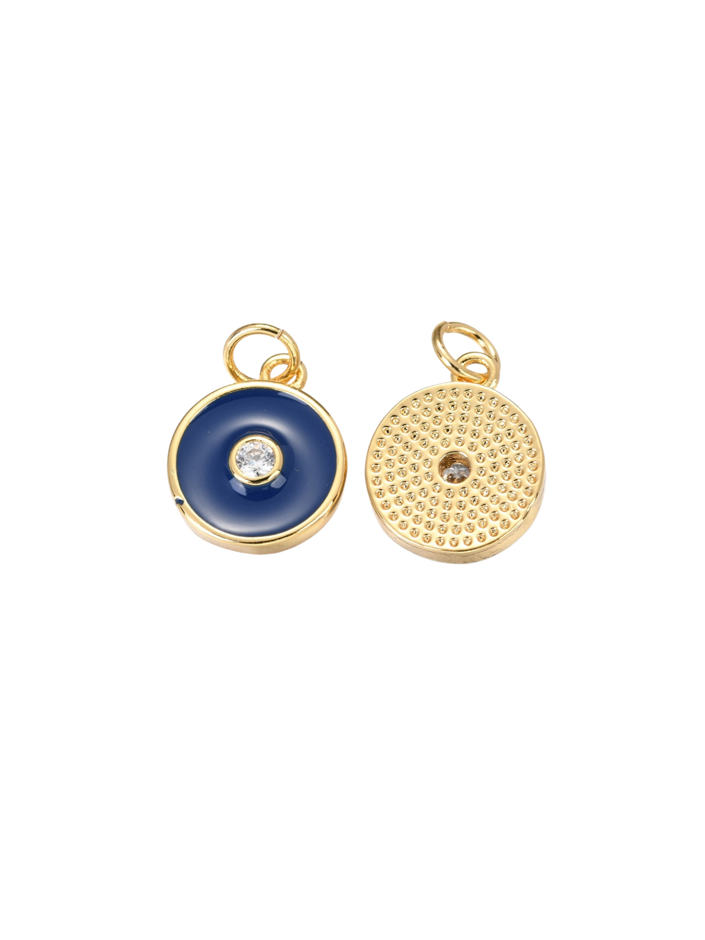 Round Color Disc with Cubic Zirconia Center Charm