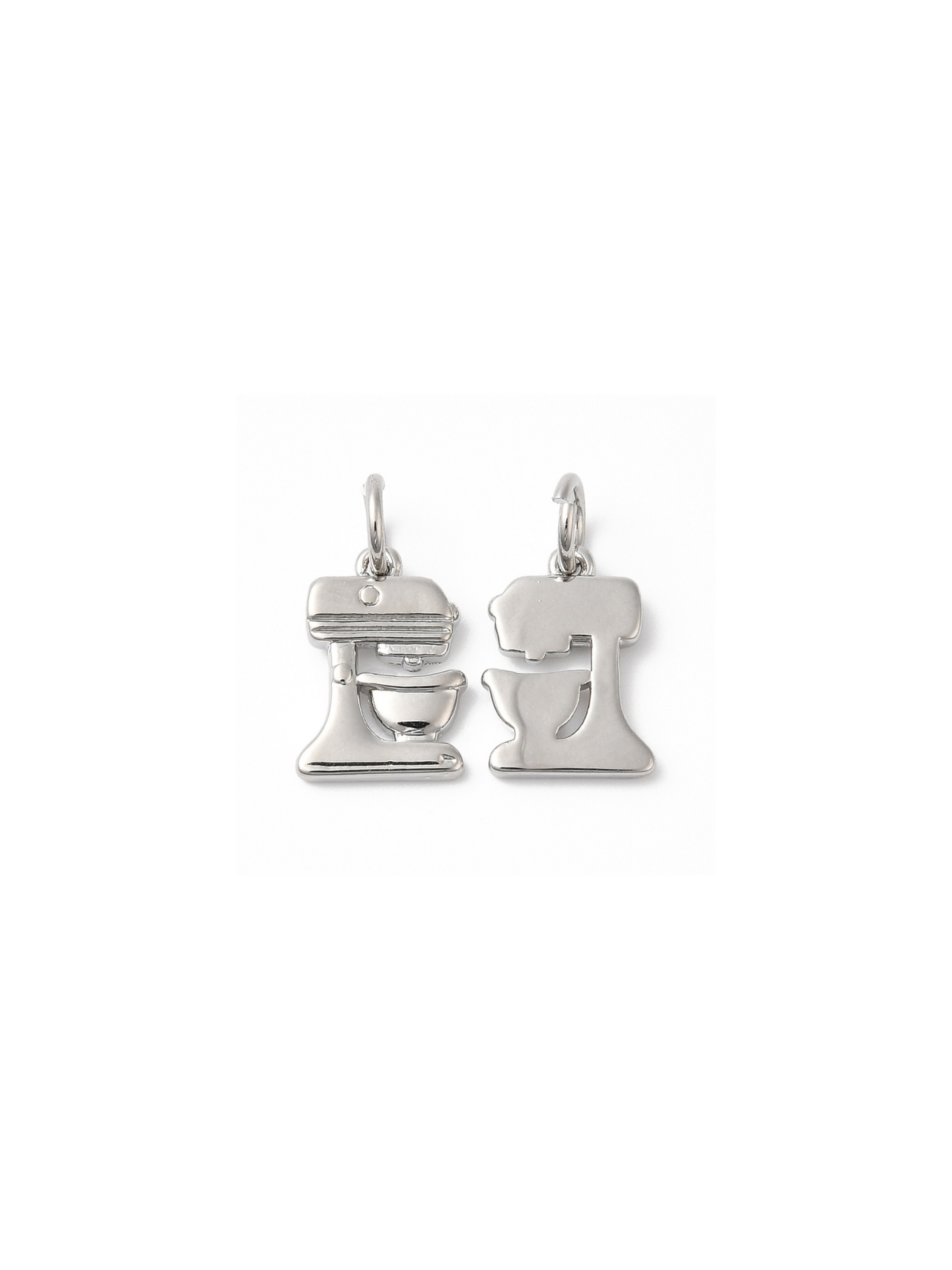 Silver Mix It Up mixer charm, front and back view.