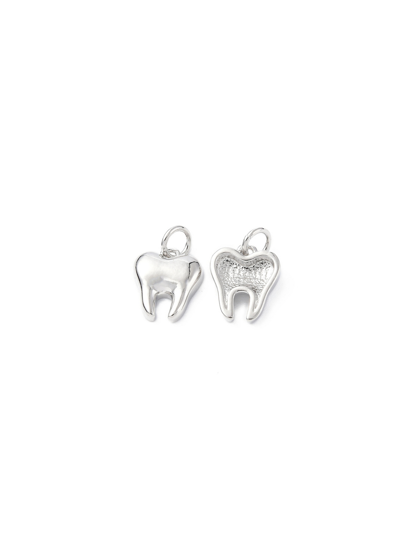 Silver Tooth Charm, front and back.