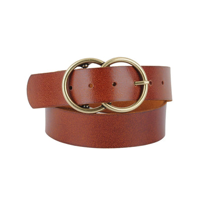 Double Circle Buckle Belt - Tan