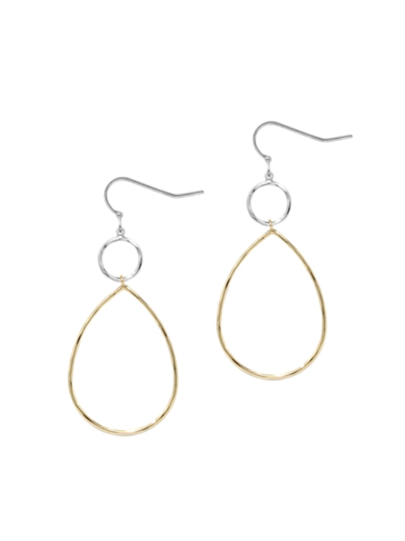 Silver and Gold Open Teardrop Earrings