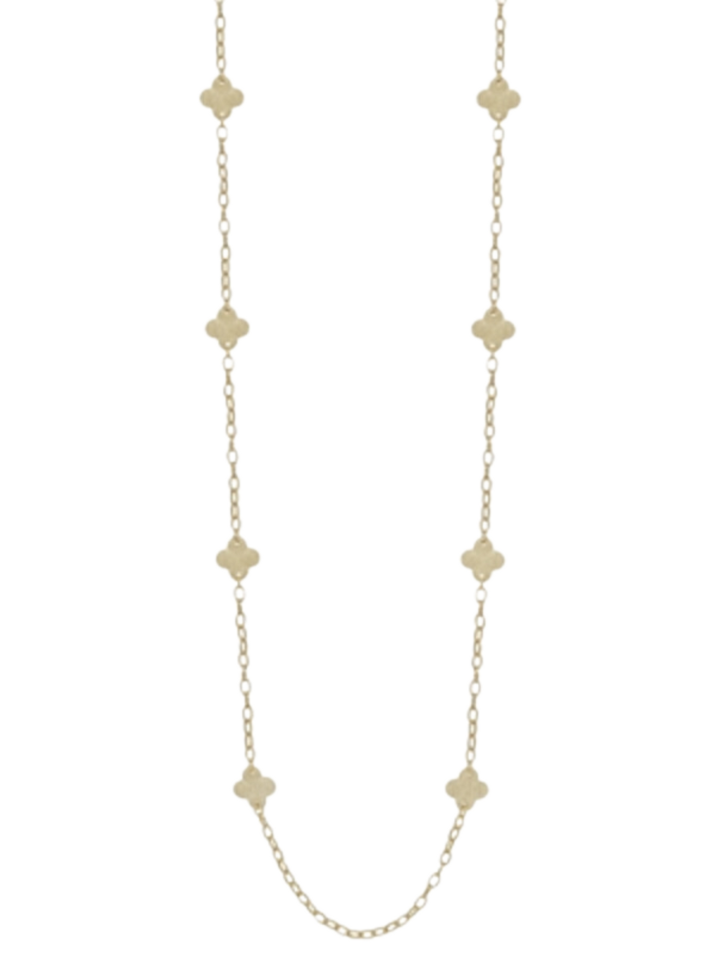 Worn Gold Clover Motif Chain Necklace