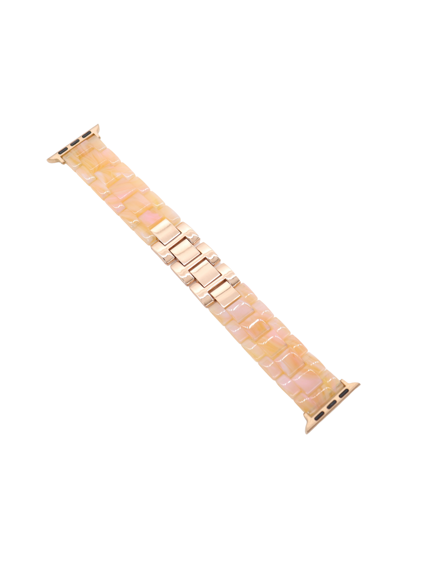 Iridescent Peach Resin Smart Watch Band on white background.