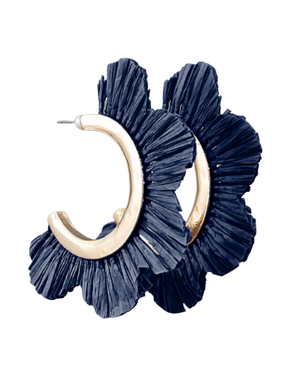 Raffia Flower Hoop Earrings