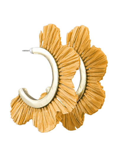 Raffia Flower Hoop Earrings