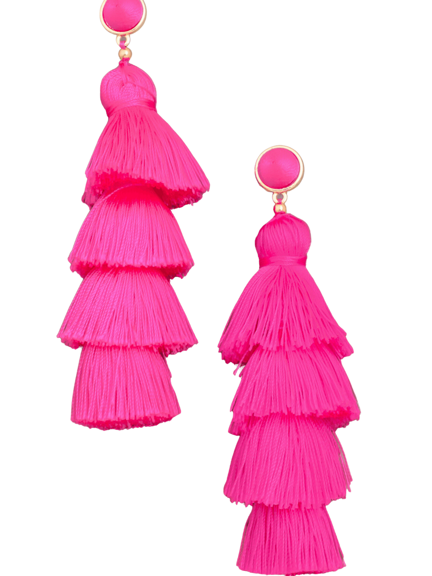 Pink Layered Tassel Earrings