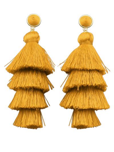 Mustard Layered Tassel Earrings