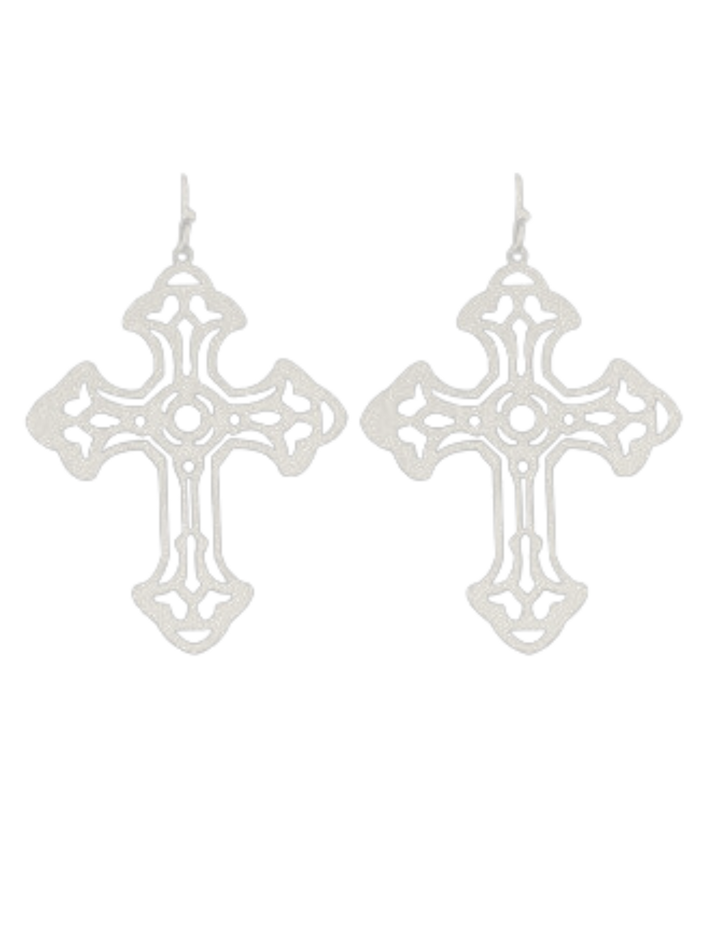 Silver Filigree Cross Earrings