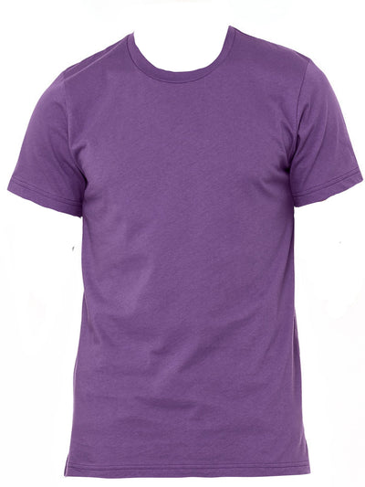 Blank purple tee on white background.