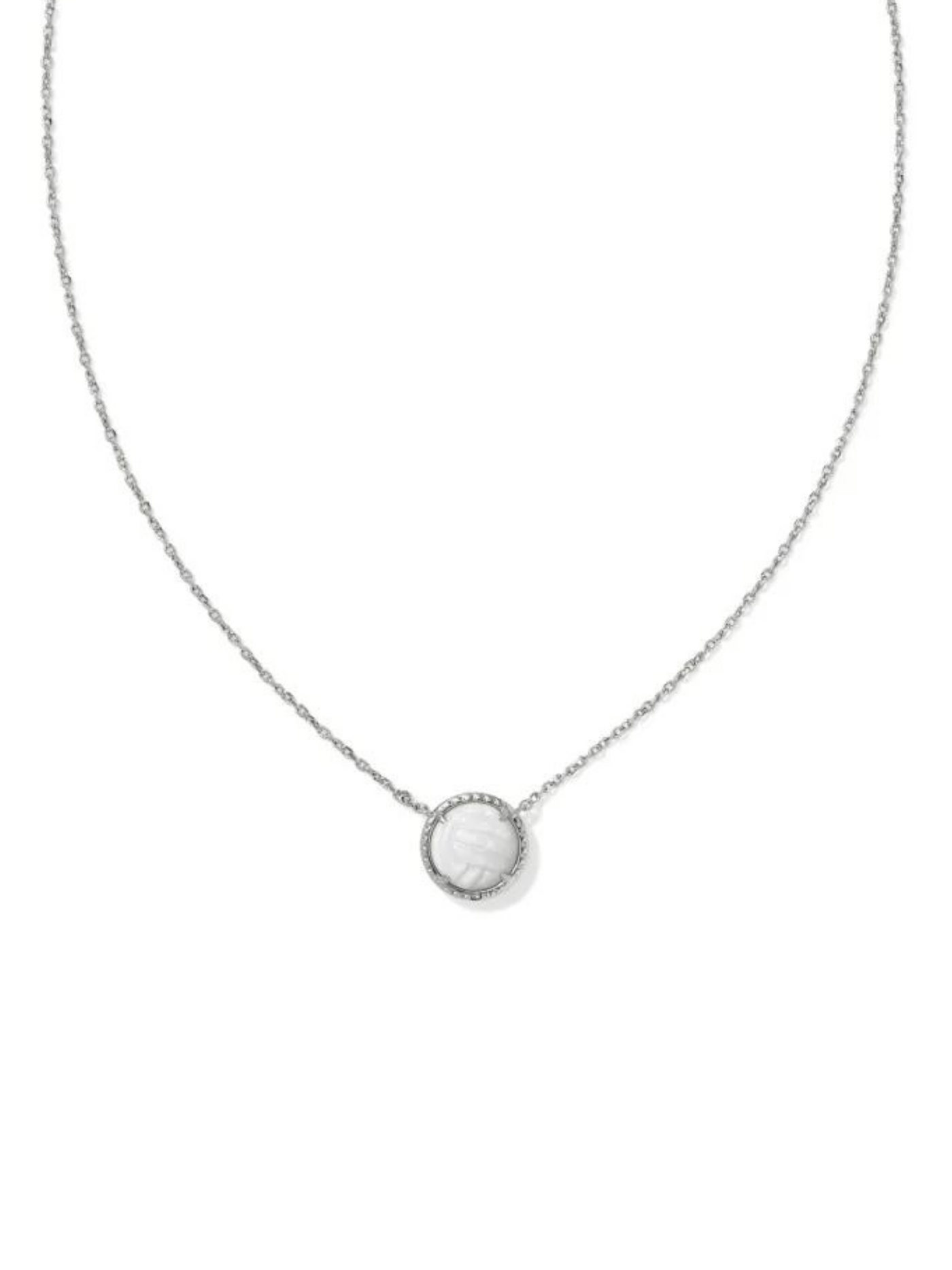 Kendra Scott Volleyball Pendant Necklace Silver Mother of Pearl