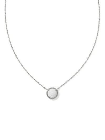 Kendra Scott Volleyball Pendant Necklace Silver Mother of Pearl