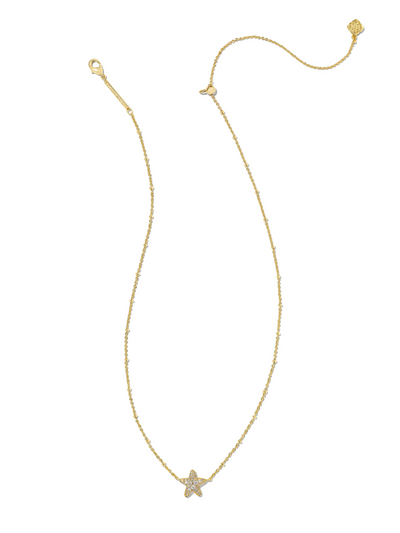 Kendra Scott Jae Star Pave Necklace in Gold White Crystal full view.