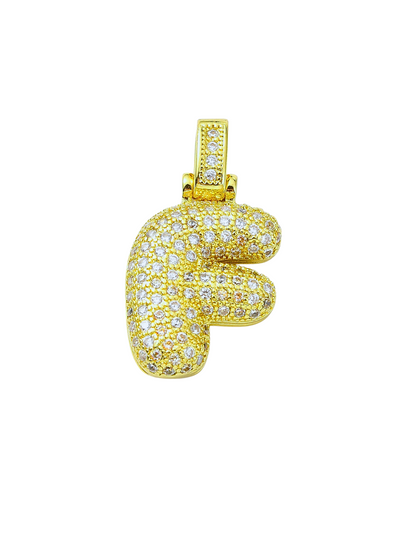 Front view of Bubble Rhinestone Letter Charm "F"