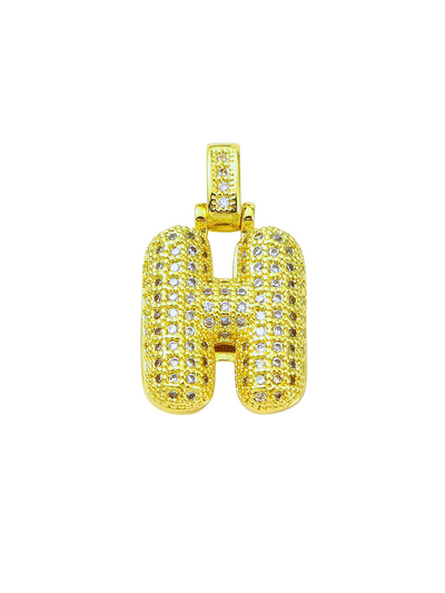 Front view of Bubble Rhinestone Letter Charm "H"