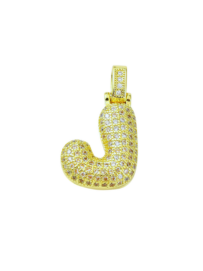 Front view of Bubble Rhinestone Letter Charm "J"