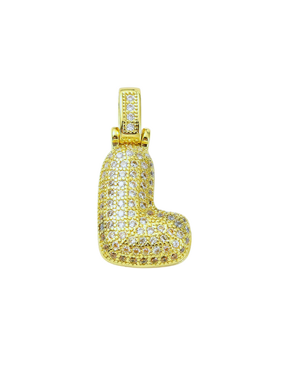 Gold Rhinestone Bubble Letter "L" Charm