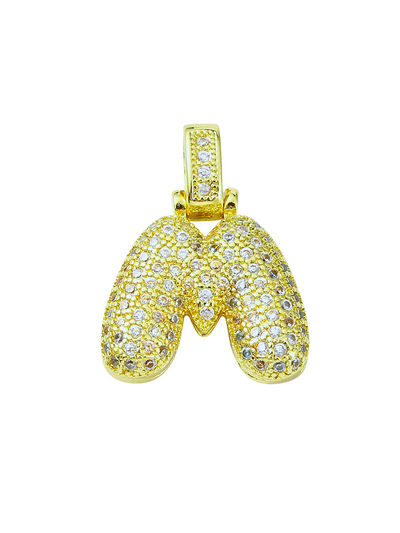 Gold Rhinestone Bubble Letter "M" Charm