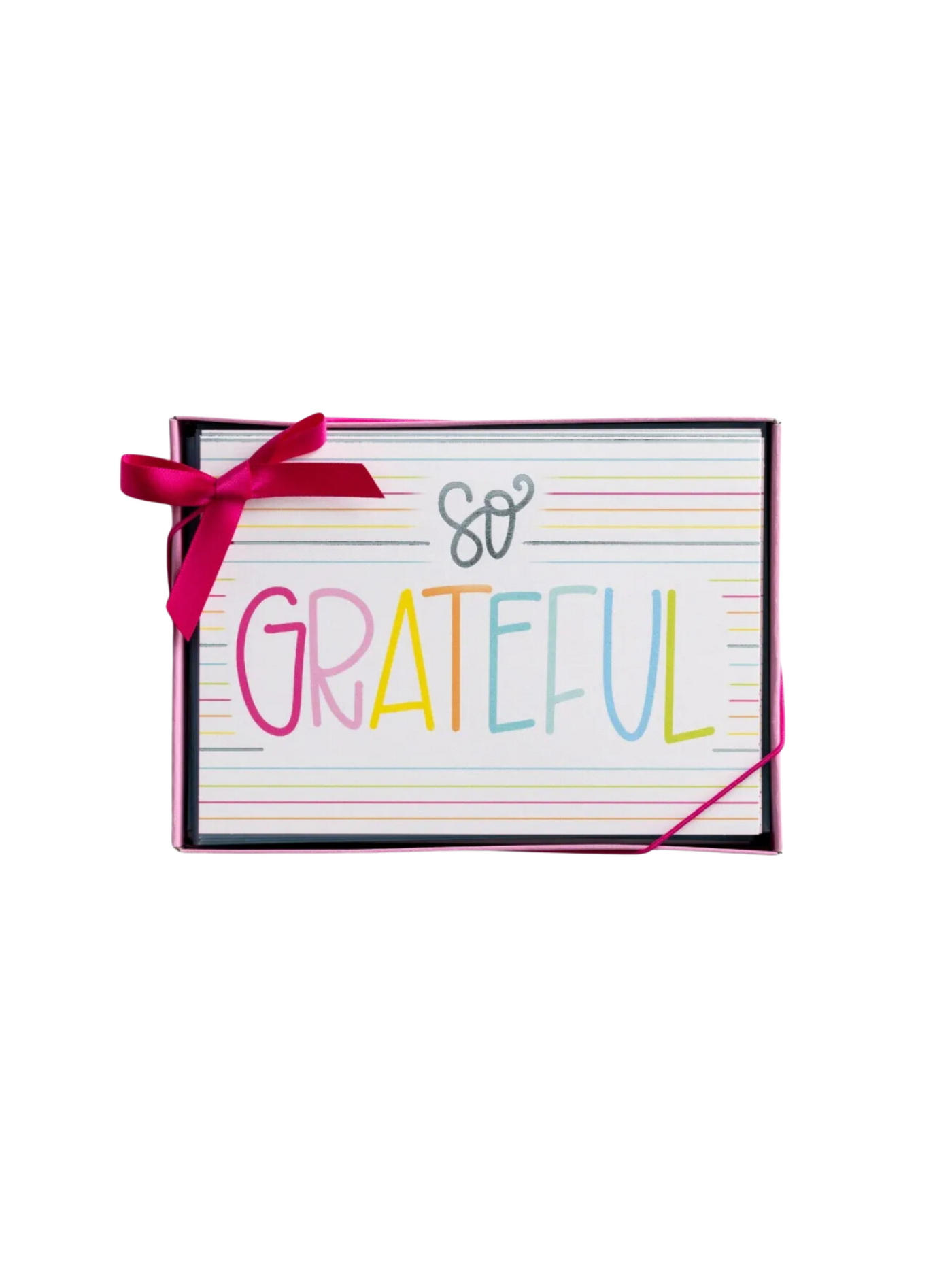 So Grateful rainbow stripe note card set in box.