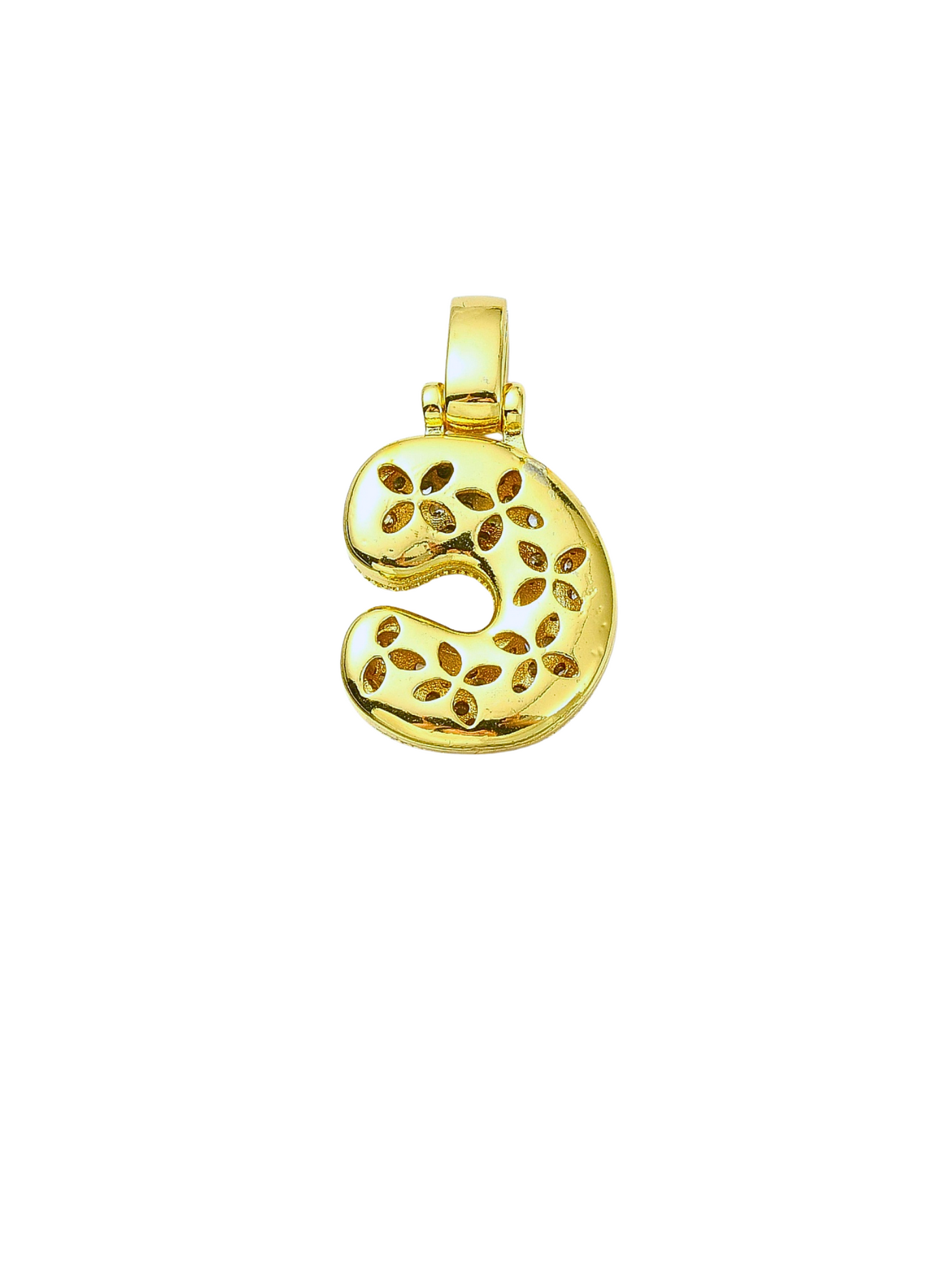 Gold Rhinestone Bubble Letter "C" Charm