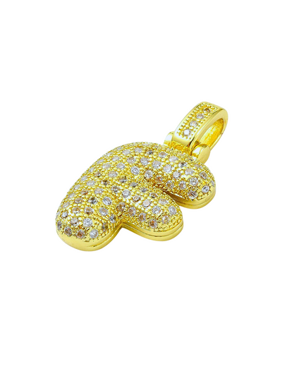 Side view of Bubble Rhinestone Letter Charm "F" 