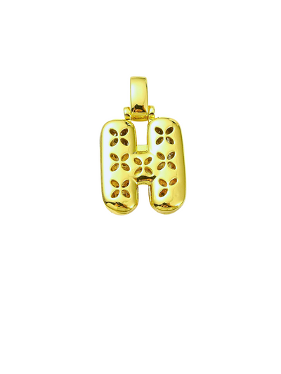 Back view of Bubble Rhinestone Letter charm "H" 