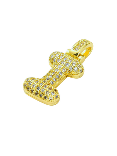 Side view of Bubble Rhinestone Letter Charm "I" 