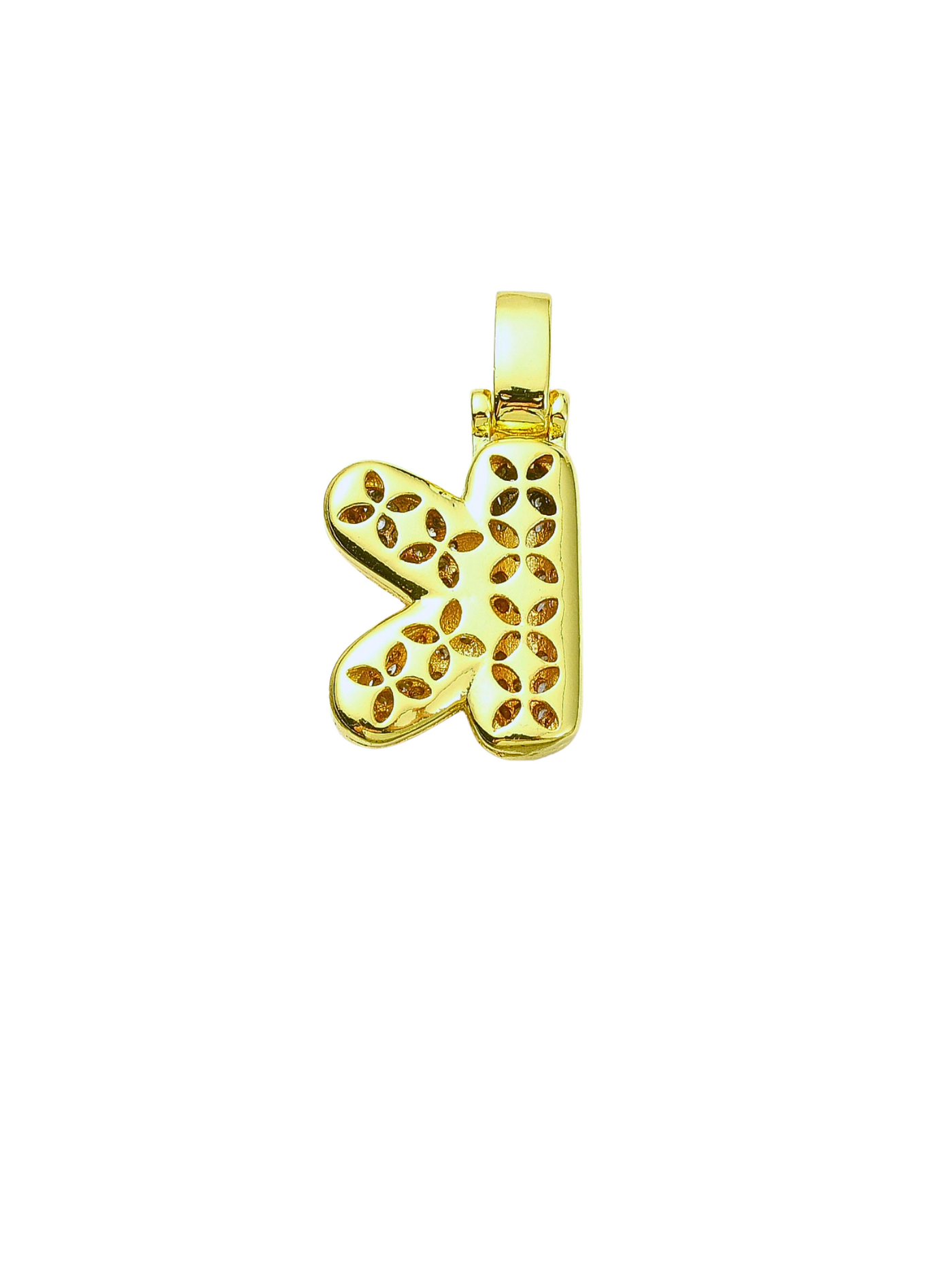 Gold Rhinestone Bubble Letter "K" Charm