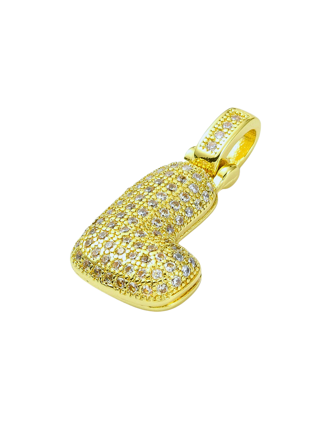 Gold Rhinestone Bubble Letter "L" Charm