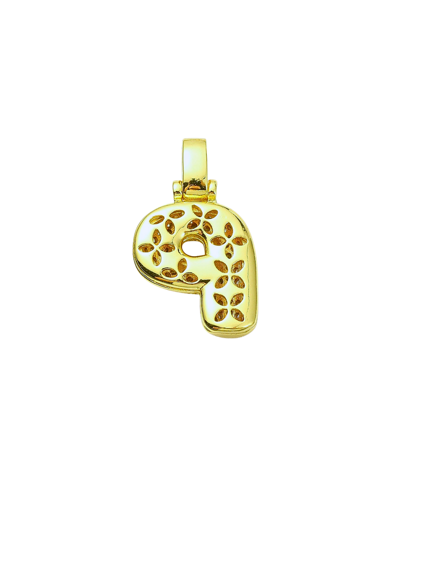 Gold Rhinestone Bubble Letter "P" Charm