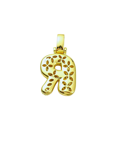 Gold Rhinestone Bubble Letter "R" Charm