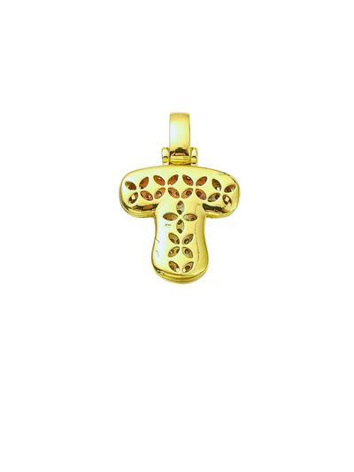 Gold Rhinestone Bubble Letter "T" Charm