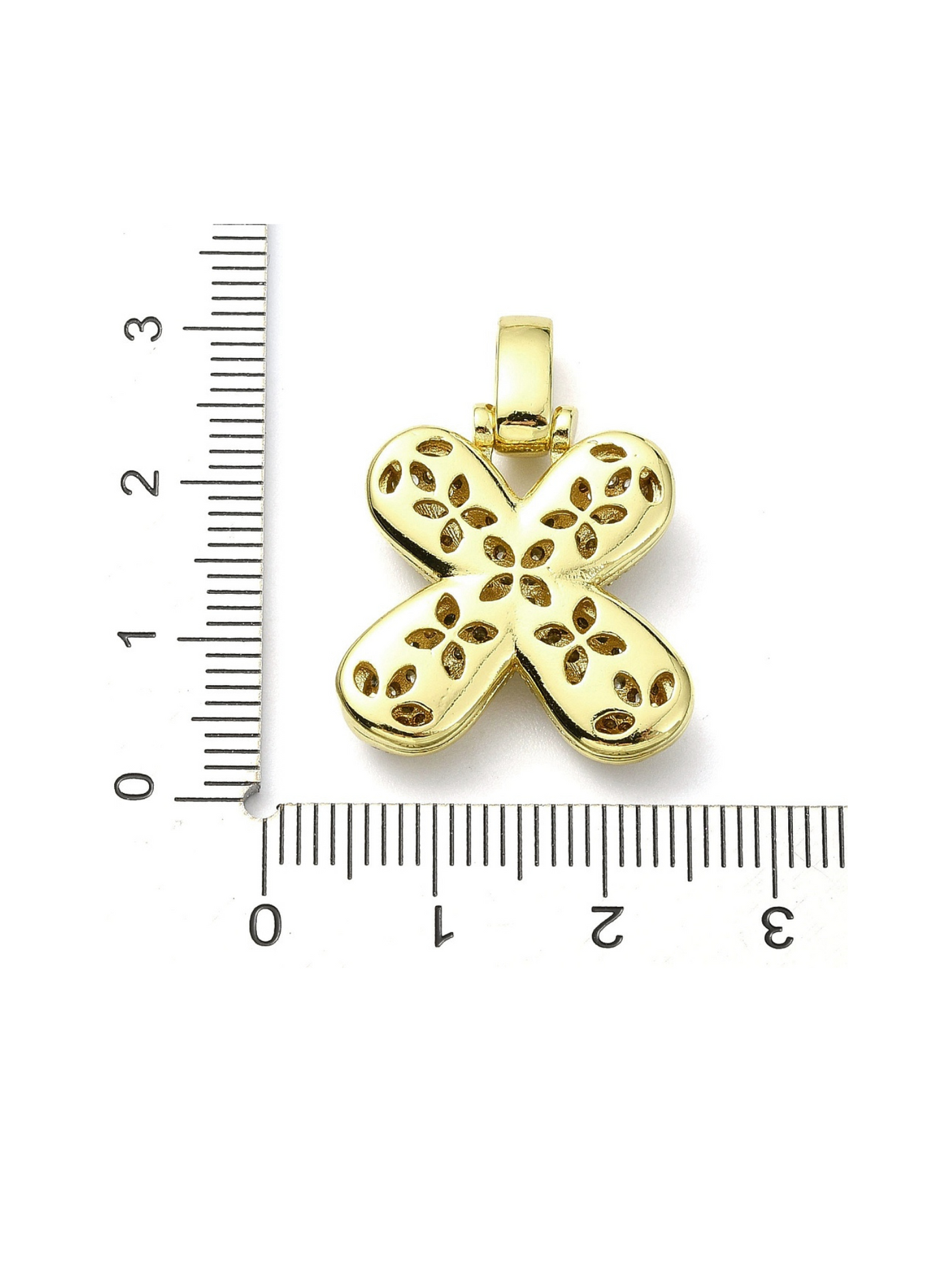 Gold Rhinestone Bubble Letter "X" Charm