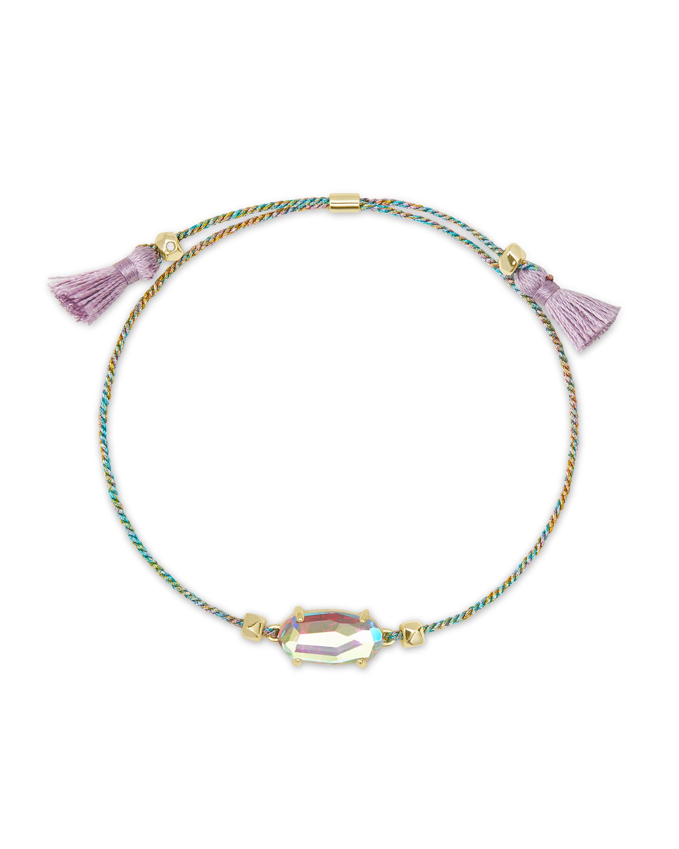 Kendra Scott Everlyne Friendship Bracelet in Gold Dichroic Glass on white background.