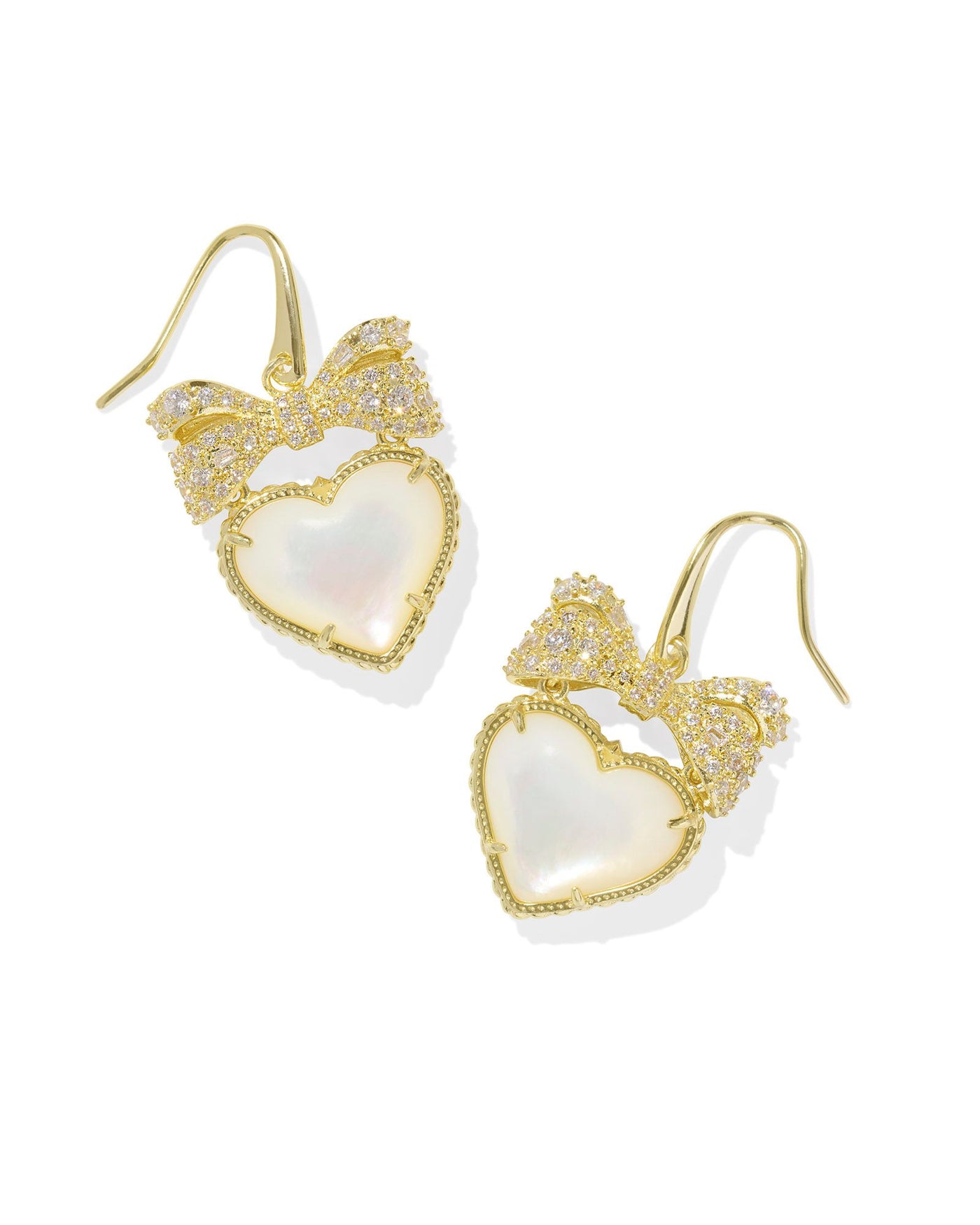 Kendra Scott Haisley Heart Drop Earrings in Gold Ivory Mother of Pearl