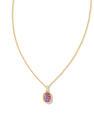 Kendra Scott Daphne Framed Necklace in Gold Magenta Kyocera Opal closeup.