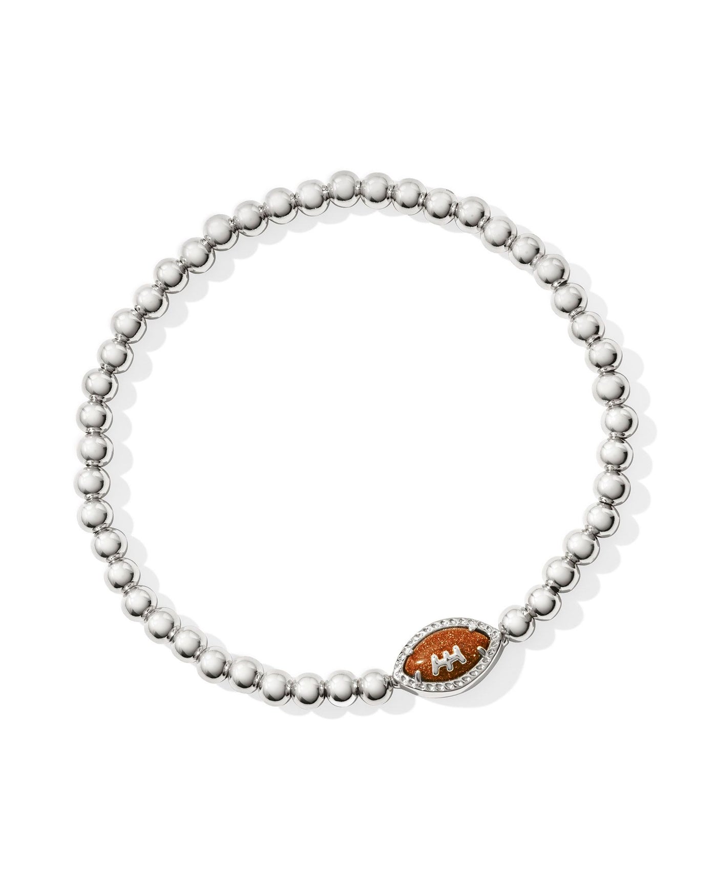 Football silver beaded stretch bracelet.