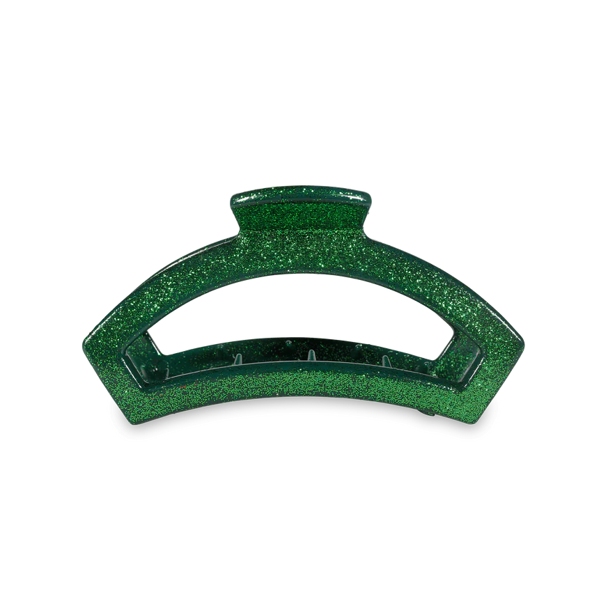 Open Green Glitter Medium Hair Clip