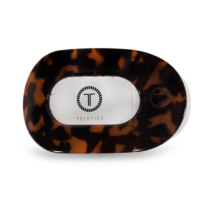 Teleties Flat Round Large Hair Clip - Tortoise