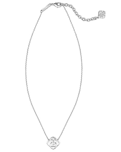 Silver Kendra Scott emblem pendant necklace, full view.