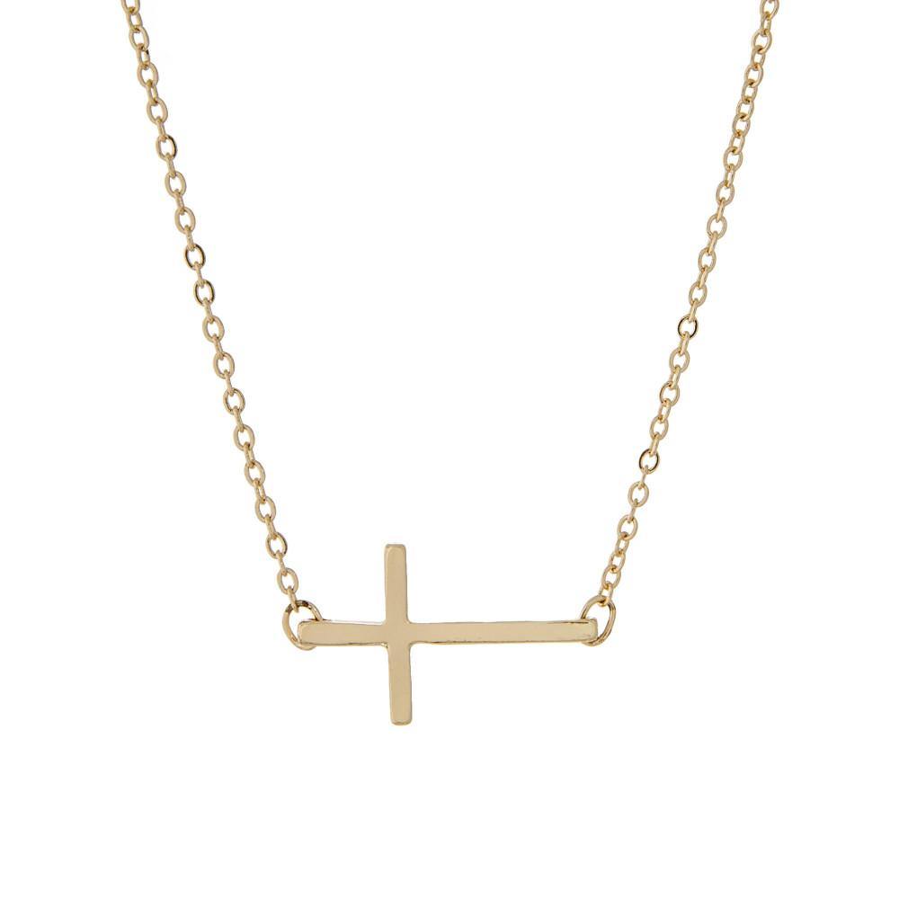 Dainty East West Cross Necklace | Fruit of the Vine Boutique 