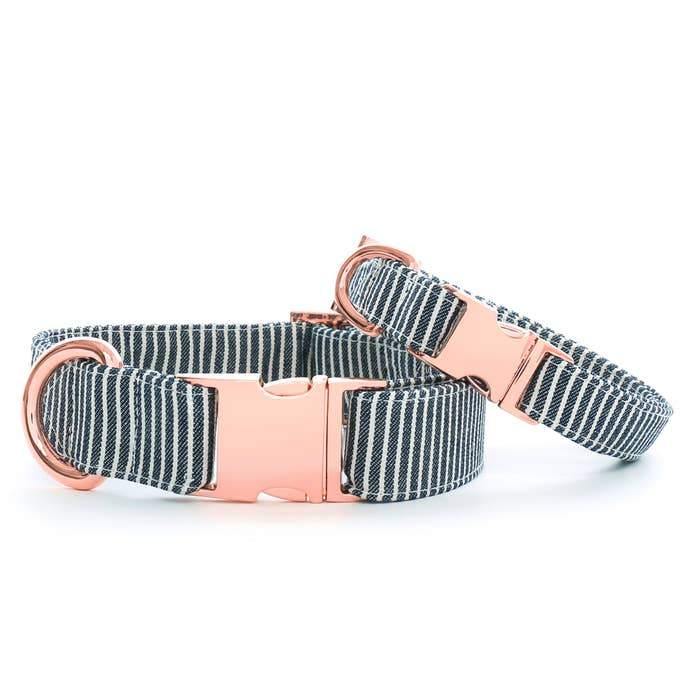 Denim Railroad Stripe Dog Collar | Fruit of the Vine Boutique 