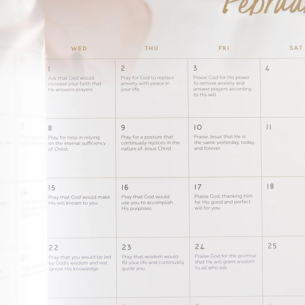 Calendar of prayer