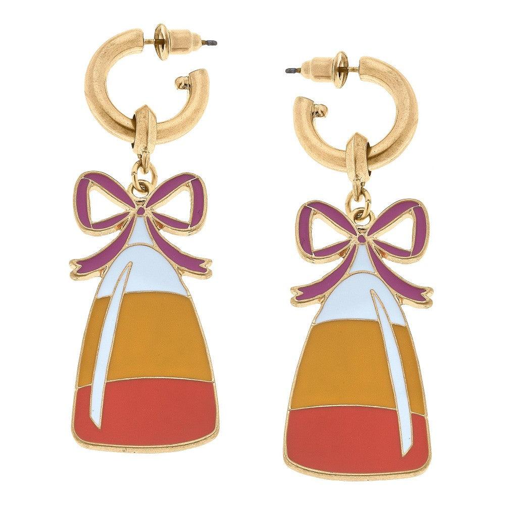 Huggie Hoop Candy Corn Drop Earrings | Fruit of the Vine Boutique 