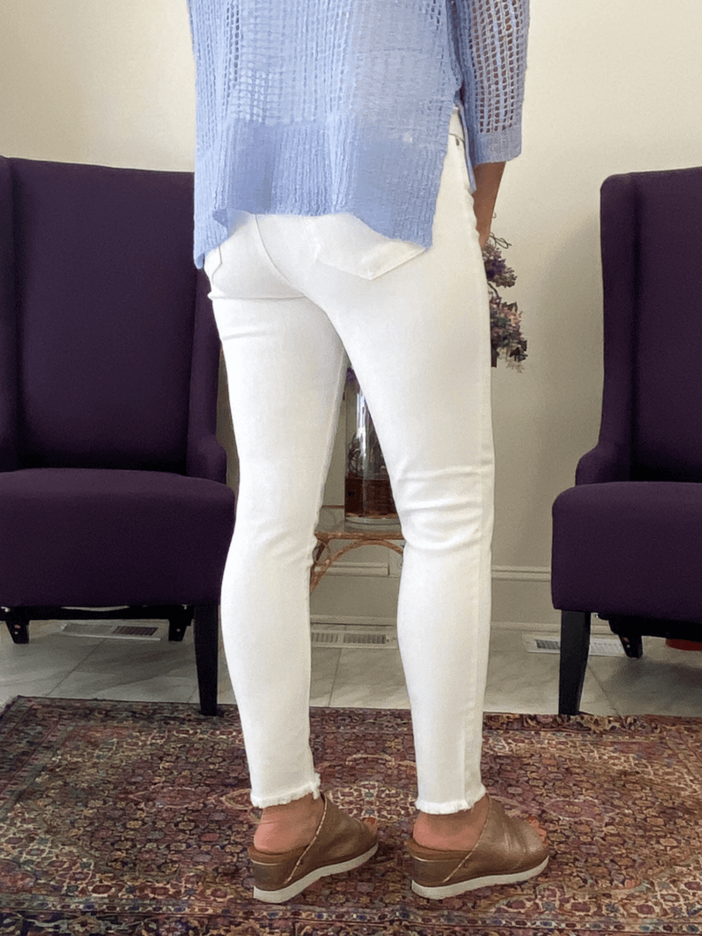 White Skinny Mini Fray Hem | Just Black Denim | Fruit of the Vine Boutique 