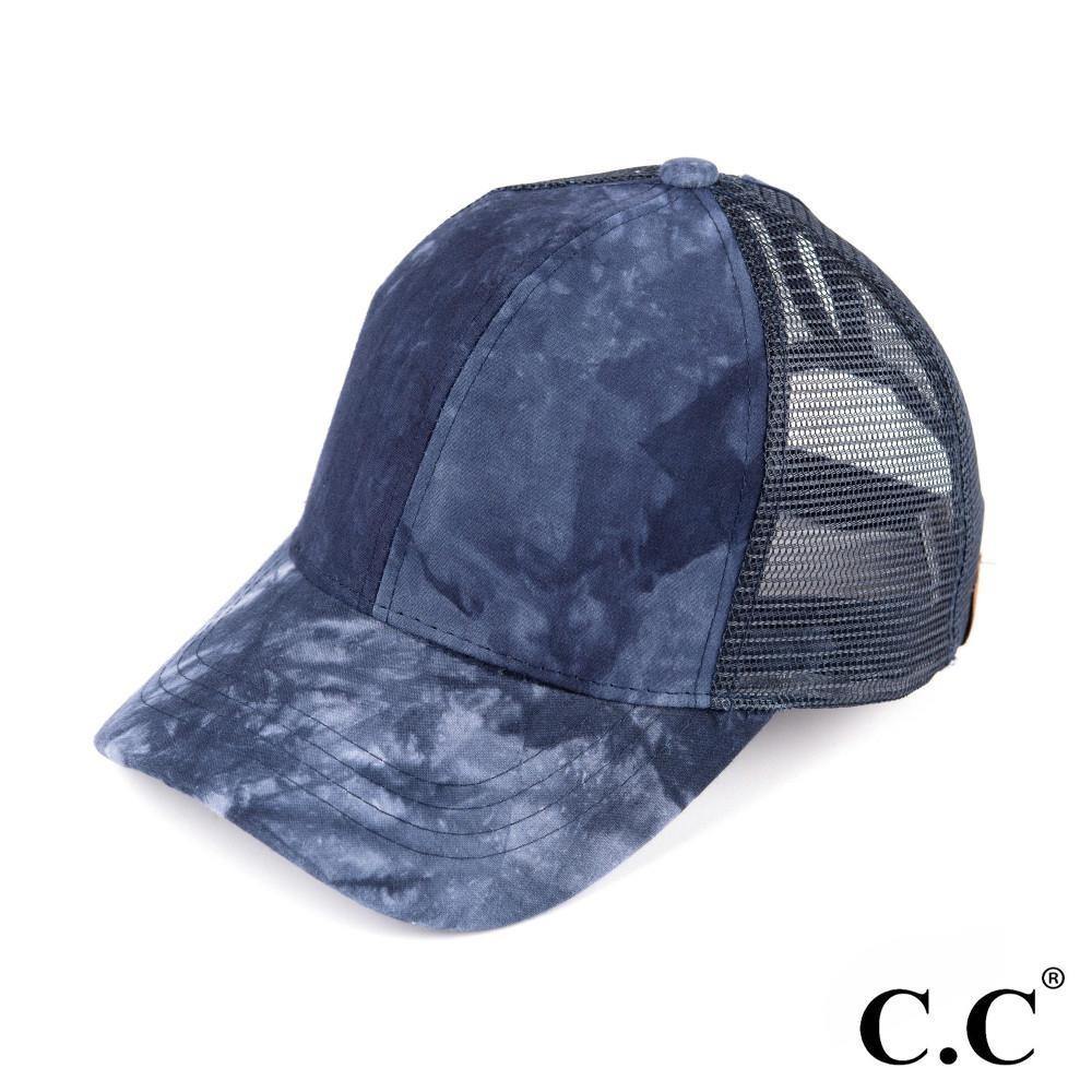 Navy Tie Dye CC Pony Hat | Fruit of the Vine Boutique 