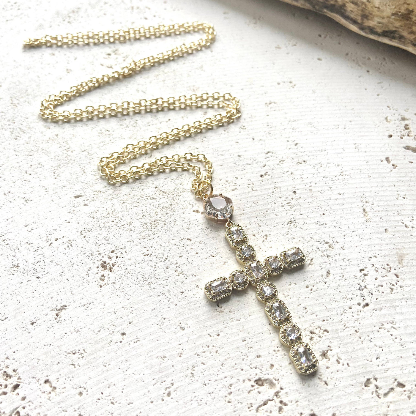 VB&CO Designs Handmade Jewelry Crystal Cross - Gold